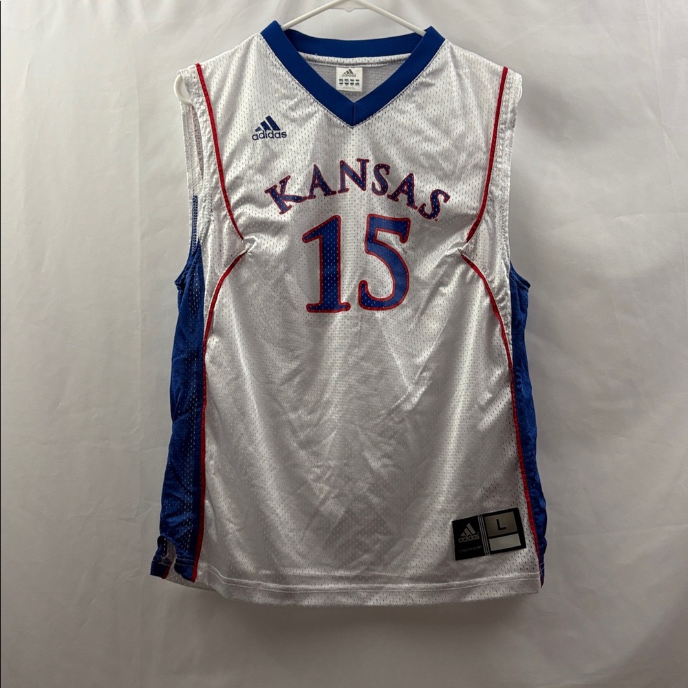 ADIDAS KU Kansas Jayhawks No. 15 Mesh Basketball Jersey Boys Youth Large